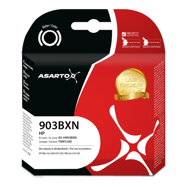 Tusz Asarto AS-H903BXN zamiennik HP T6M15AE, black (czarny), 825 stron